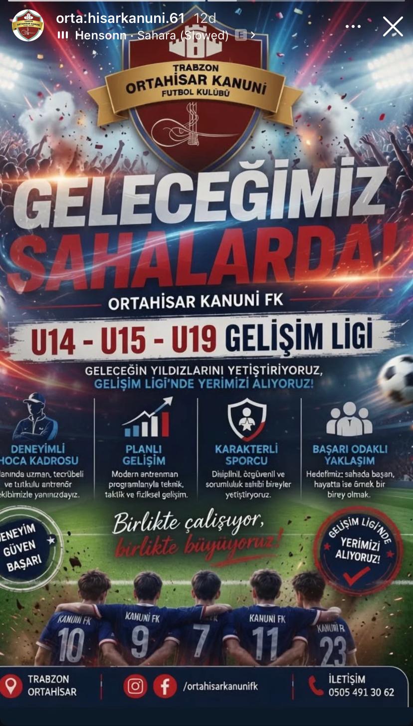 2026-2027 YILI SEZONUNDA GELİŞİM LİGİNDEYİZ.